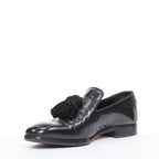 Men's Jimmy Choo Foxley black shiny calf leather rope tassel loafers