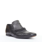 Men's Bottega Veneta black leather dual tonal chain loafers
