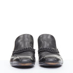 Men's Bottega Veneta black leather dual tonal chain loafers