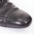 Men's Bottega Veneta black leather dual tonal chain loafers