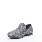 Men's Jimmy Choo Marlo silver coarse glitter almond toe loafers