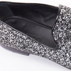 Men's Jimmy Choo Marlo silver coarse glitter almond toe loafers
