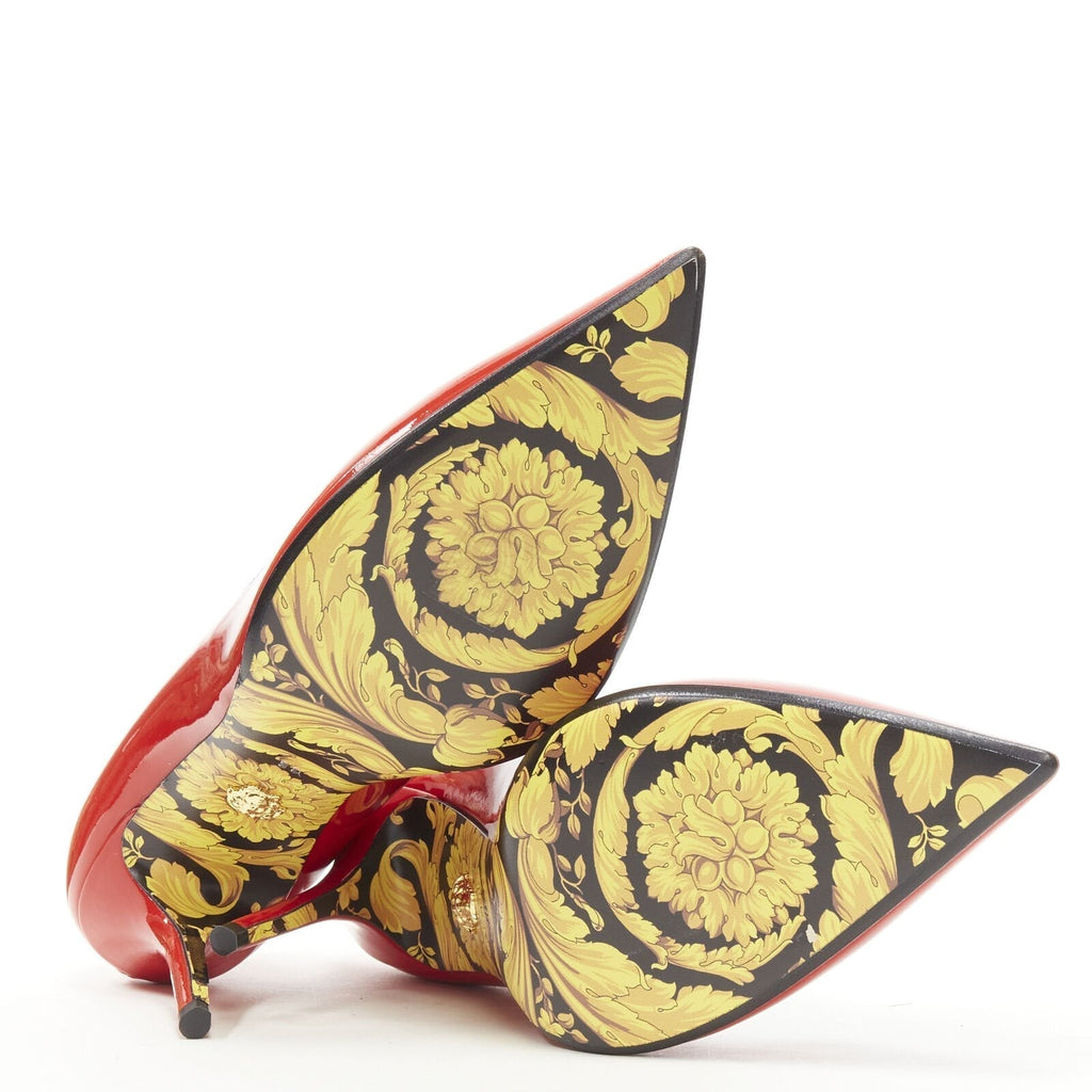 Women's Versace red patent Medusa stud pumps