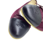 Women's  Chanel CC Bow Cap-Toe Ballet Flats in Burgundy Suede