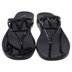 Women's  Valentino Garavani VLogo Thong Slide Sandals in Black Rubber