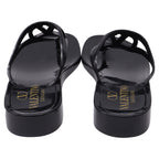 Women's  Valentino Garavani VLogo Thong Slide Sandals in Black Rubber