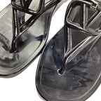 Women's  Valentino Garavani VLogo Thong Slide Sandals in Black Rubber