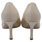 Women's  Burberry Round-Toe Pumps in Ivory Leather