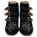Women's  Chloé Susanna Studded Ankle Boots in Black Velvet