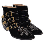 Women's  Chloé Susanna Studded Ankle Boots in Black Velvet