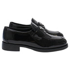 Women's Prada Triangle Logo Loafers in Black Patent Leather