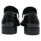 Women's Prada Triangle Logo Loafers in Black Patent Leather