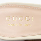 Women's Gucci Leather Chain Logo Signoria Slide Sandals - Size 6.5 / 36.5