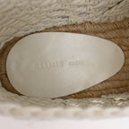 Women's Celine Woven Lace-Up Espadrille Ankle Boots in White Leather
