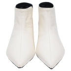 Women's Celine Pointed-Toe Ankle Boots in White Leather