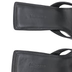 Women's  Balenciaga Square-Toe Kitten-Heel Thong Sandals in Black Leather