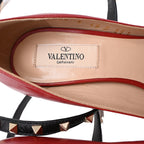 Women's Valentino Garavani Rockstud Ankle Wrap Pumps in Burgundy Leather
