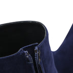 Women's  René Caovilla Embellished High-Heel Ankle Boots in Navy Blue Suede