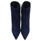Women's  René Caovilla Embellished High-Heel Ankle Boots in Navy Blue Suede