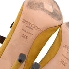 Women's Jimmy Choo Trick 110 Buckled Sandal Heels in Yellow Suede