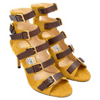Women's Jimmy Choo Trick 110 Buckled Sandal Heels in Yellow Suede