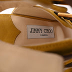 Women's Jimmy Choo Trick 110 Buckled Sandal Heels in Yellow Suede