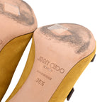 Women's Jimmy Choo Trick 110 Buckled Sandal Heels in Yellow Suede