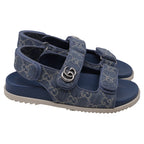 Women's Gucci Moritz GG Slingback Denim Sandals in Blue Cotton