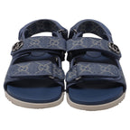 Women's Gucci Moritz GG Slingback Denim Sandals in Blue Cotton