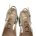 Women's  Gucci Horsebit Slingback Pumps in White Leather