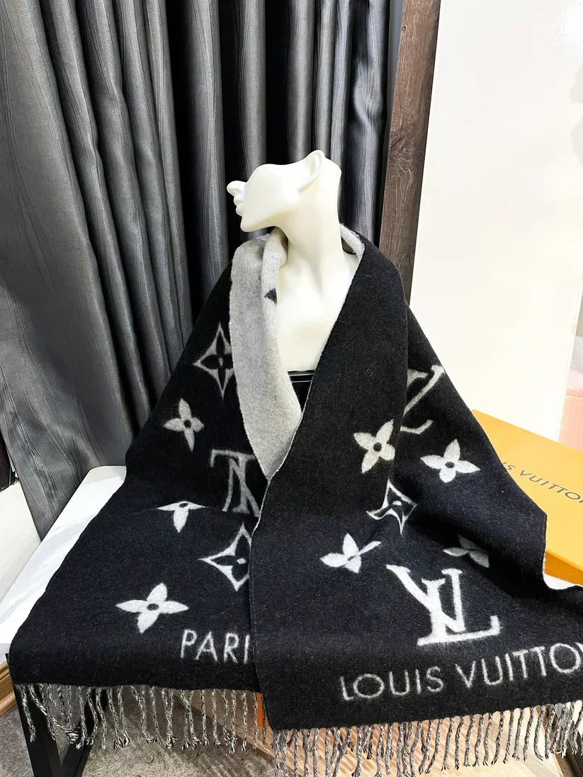 Luxury Reversible Monogram Knit Scarf