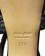Women's Miu Miu Glitter Embellished Platform Sandals in Black Patent Leather