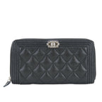 Boy Zip Around Wallet Quilted Caviar Long