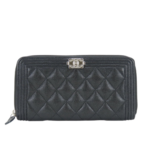 Boy Zip Around Wallet Quilted Caviar Long