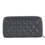 Boy Zip Around Wallet Quilted Caviar Long
