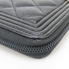 Boy Zip Around Wallet Quilted Caviar Long