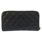 Zip Around Wallet Quilted Caviar Long
