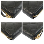 Zip Around Wallet Quilted Caviar Long