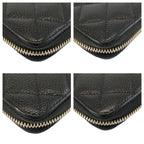 Zip Around Wallet Quilted Caviar Long