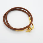 Jumbo Hook Bracelet Gold and Leather