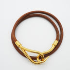 Jumbo Hook Bracelet Gold and Leather