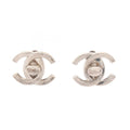CC Logo Turnlock Clip-On Earrings Silver-Tone Metal Silver-Tone Metal