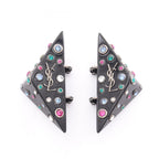 Rhinestone Clip-On Earrings Plastic and Rhinestone