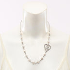 CC Logo Heart Pendant Necklace Silver-Tone Metal