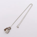 Kelly Pendant Necklace Metal and Swift Leather