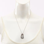 Kelly Pendant Necklace Metal and Swift Leather