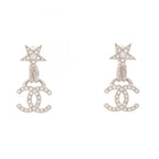 CC Logo Star Earrings Silver-Tone Metal