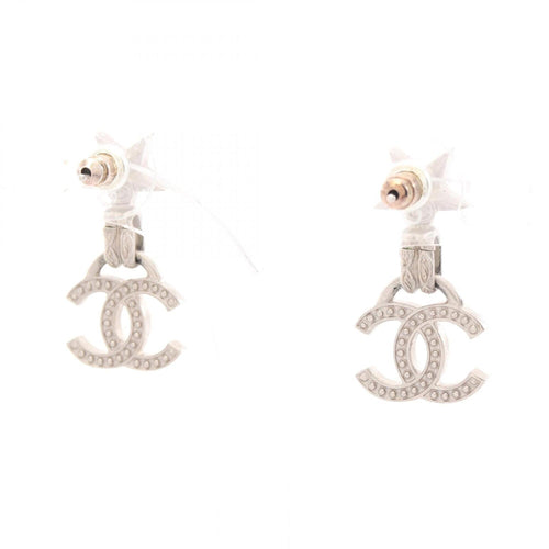 CC Logo Star Earrings Silver-Tone Metal