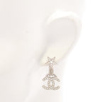CC Logo Star Earrings Silver-Tone Metal