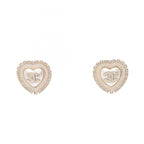 CC Logo Heart Earrings Metal Gold-Tone Metal